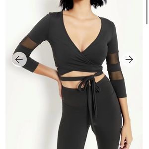 BNWT Sheer spliced wrap top 2.0 black milk